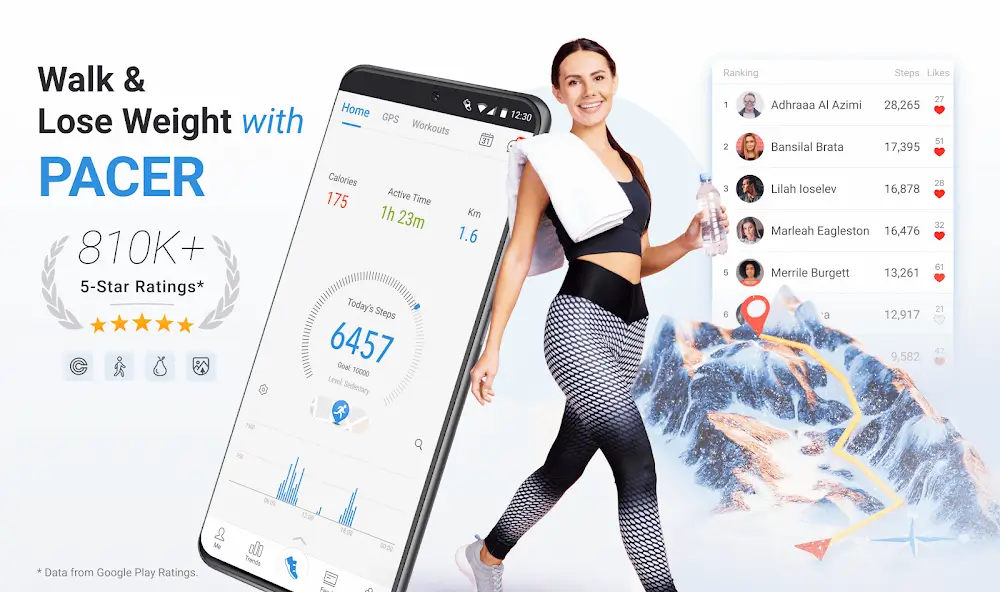 Pacer Pedometer: Step & Weight