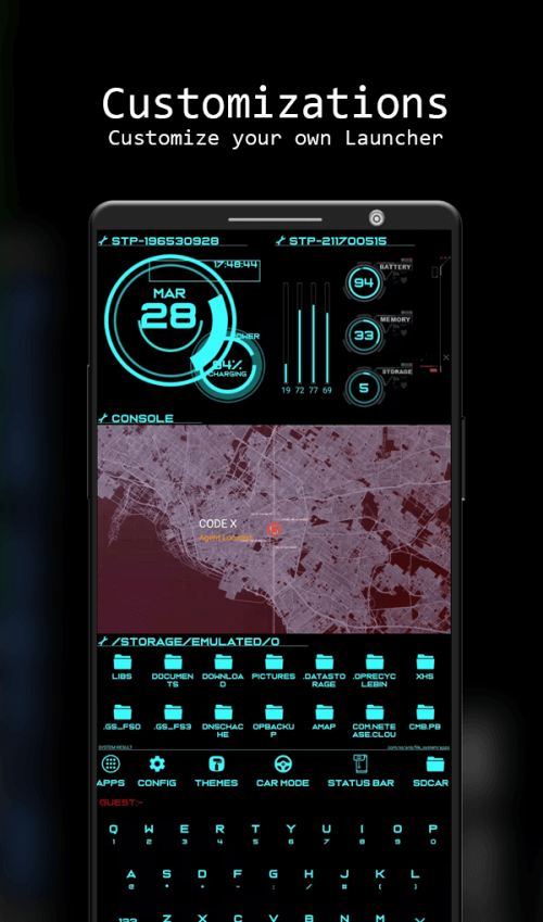 Aris Launcher, Hacker Style UI