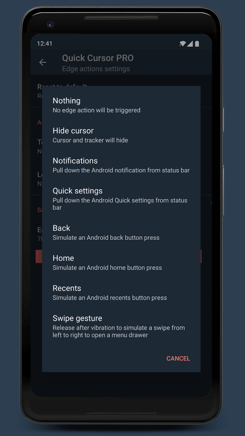 Quick Cursor: One-Handed mode