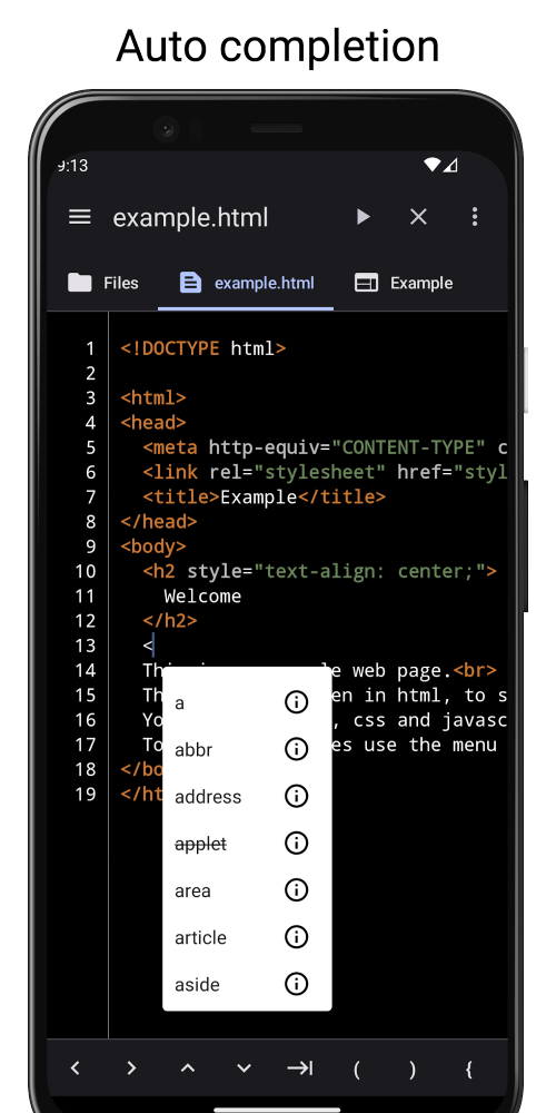 WebCode – html, css, js ide